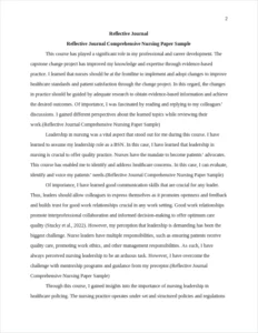 Reflective Journal Comprehensive Nursing Paper Sample – page 2