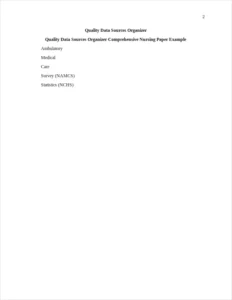 Quality Data Sources Organizer Comprehensive Nursing Paper Example – page 2
