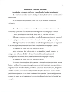 Organization Assessment Worksheet Comprehensive Nursing Paper Example – page 2