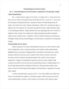 Potential Diagnosis and Interventions Comprehensive Nursing Paper Sample – page 2