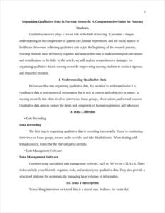 organizing qualitative data in nursing research – page 2