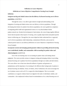 Reflection on Course Objectives Comprehensive Nursing Essay Example – page 2
