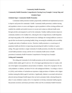 Community Health Promotion Comprehensive Nursing Essay Example – page 2