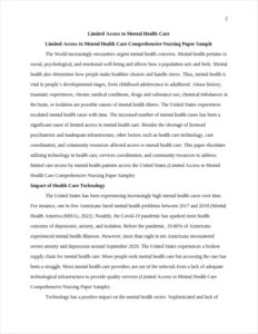 Limited Access to Mental Health Care Comprehensive Nursing Paper Sample – page 2