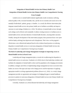 Integration of Mental Health Services into Primary Health Care Comprehensive Nursing Essay Example – page 2