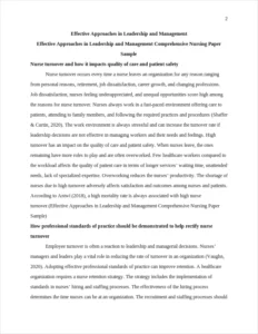 Effective Approaches in Leadership and Management Comprehensive Nursing Paper Sample – page 2