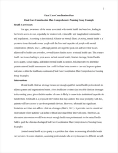 Final Care Coordination Plan Comprehensive Nursing Essay Example – page 2