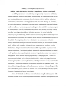 Building Leadership Capacity Discussion Comprehensive Nursing Essay Sample – page 2