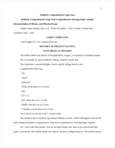 Pediatric Comprehensive Soap Note Comprehensive Nursing Paper Sample – page 2
