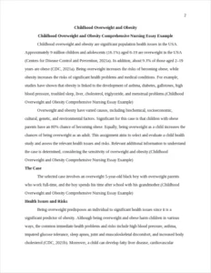 Childhood Overweight and Obesity Comprehensive Nursing Essay Example – page 2