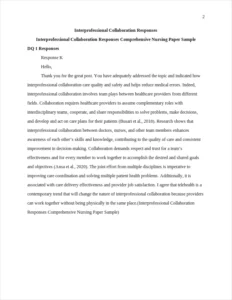 Interprofessional Collaboration Responses Comprehensive Nursing Paper Sample – page 2