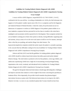 Guidelines for Treating Pediatric Patients Diagnosed with ADHD Comprehensive Nursing Essay Example – page 2