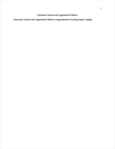 Literature Search and Appraisal Evidence Comprehensive Nursing Paper Sample – page 2