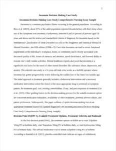 Insomnia-Decision-Making Case Study Comprehensive Nursing Essay Sample – page 2