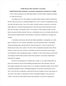 Family Disaster Plan Summative Assessment Comprehensive Nursing Essay Sample – page 2