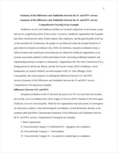 Summary of the Differences and Similarities between the JC and DNV surveys Comprehensive Nursing Essay Example – page 2