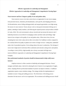 Effective Approaches in Leadership and Management Comprehensive Nursing Paper Example – page 2