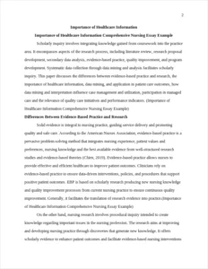 Importance of Healthcare Information Comprehensive Nursing Essay Example – page 2