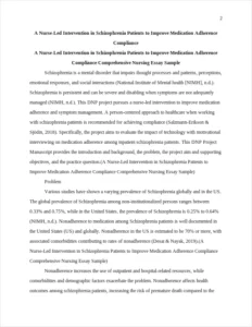 A Nurse-Led Intervention in Schizophrenia Patients to Improve Medication Adherence Compliance Comprehensive Nursing Essay Sample – page 2