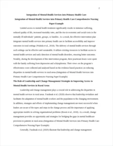 Integration of Mental Health Services into Primary Health Care Comprehensive Nursing Paper Example – page 2