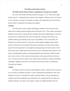 The Define and the Measure Phases Comprehensive Nursing Essay Example – page 2