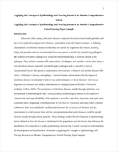 Applying the Concepts of Epidemiology and Nursing Research on Measles Comprehensive Solved Nursing Paper Sample – page 2