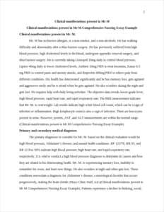 Clinical manifestations present in Mr M Comprehensive Nursing Essay Example – page 2