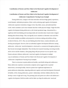 Contributions of Parents and Peers Make In the Moral and Cognitive Development of Adolescents Comprehensive Nursing Essay Example – page 2