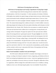 IOM Future of Nursing Report and Nursing Comprehensive Nursing Paper Sample – page 2