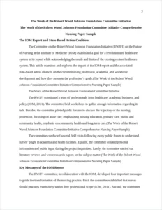 The Work of the Robert Wood Johnson Foundation Committee Initiative Comprehensive Nursing Paper Sample – page 2