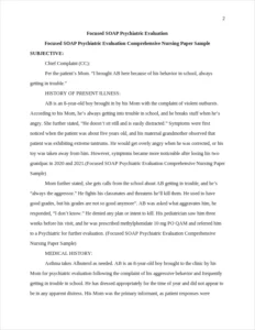 Focused SOAP Psychiatric Evaluation Comprehensive Nursing Paper Sample – page 2