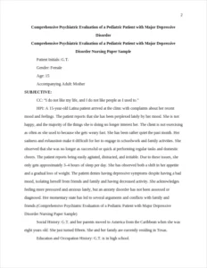 Comprehensive Psychiatric Evaluation of a Pediatric Patient with Major Depressive Disorder Nursing Paper Sample – page 2