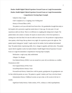 Shadow Health Digital Clinical Experience Focused Exam on Cough Documentation Comprehensive Nursing Paper Example – page 2