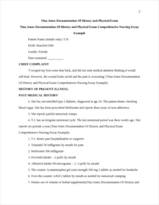 Tina Jones Documentation Of History and Physical Exam Comprehensive Nursing Essay Example – page 2