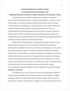 Organizational Behavior in Healthcare Settings Comprehensive Nursing Paper Example – page 2
