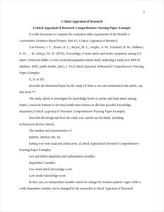 Critical Appraisal of Research Comprehensive Nursing Paper Example – page 2