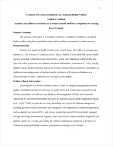 Synthesis of Evidence on Diabetes as a National Health Problem Comprehensive Nursing Essay Example – page 2
