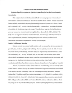 Evidence-based Intervention on Diabetes Comprehensive Nursing Essay Example – page 2