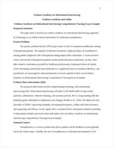 Evidence Synthesis on Motivational Interviewing Comprehensive Nursing Essay Example – page 2