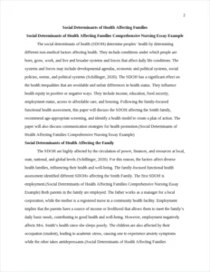 Social Determinants of Health Affecting Families Comprehensive Nursing Essay Example – page 2