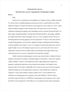 Discussion Post Answers Comprehensive Nursing Paper Example – page 2