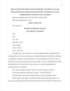 BRIAN FOSTER DOCUMENTATION OF HISTORY AND PHYSICAL EXAM COMPREHENSIVE NURSING ESSAY EXAMPLE – page 2