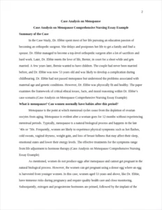 Case Analysis on Menopause Comprehensive Nursing Essay Example – page 2