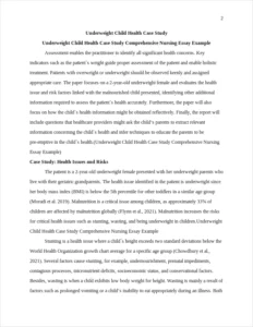 Underweight Child Health Case Study Comprehensive Nursing Essay Example – page 2