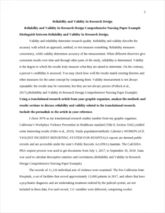 Reliability and Validity In Research Design Comprehensive Nursing Paper Example – page 2