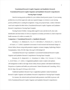 Translational Research Graphic Organizer and Qualitative Research Comprehensive Nursing Paper Example – page 2