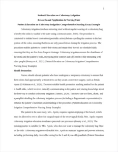 Patient Education on Colostomy Irrigation Comprehensive Nursing Essay Example – page 2