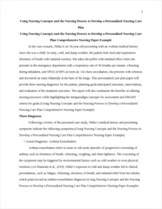 Using Nursing Concepts and the Nursing Process to Develop a Personalized Nursing Care Plan Comprehensive Nursing Paper Example – page 2
