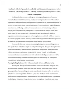 Benchmark-Effective Approaches in Leadership and Management Comprehensive Solved Nursing Essay Example – page 2