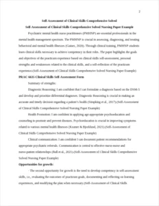 Self-Assessment of Clinical Skills Comprehensive Solved Nursing Paper Example – page 2